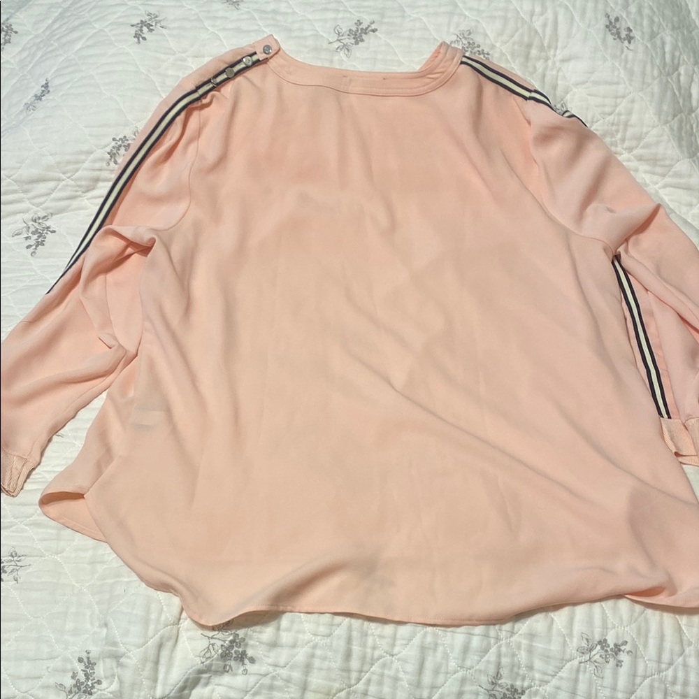Ralph Lauren Light Pink Blouse with Stripe Accents - Picture 3 of 3